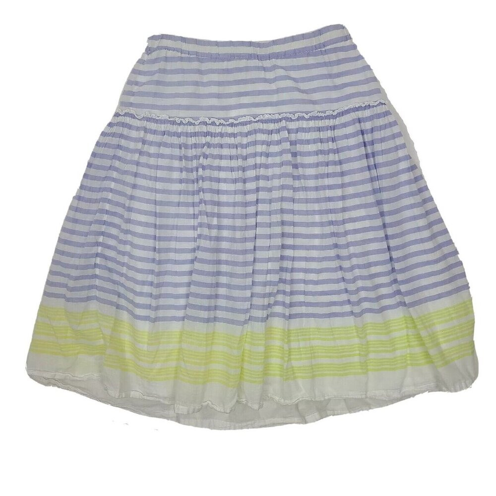 Old Navy Skirt Womens Size S Small Blue White Green Striped‎ A Line 100% Cotton